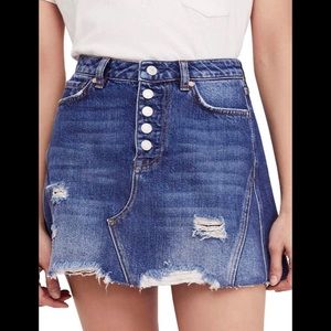 Free People Distressed Denim Skirt NWT!!